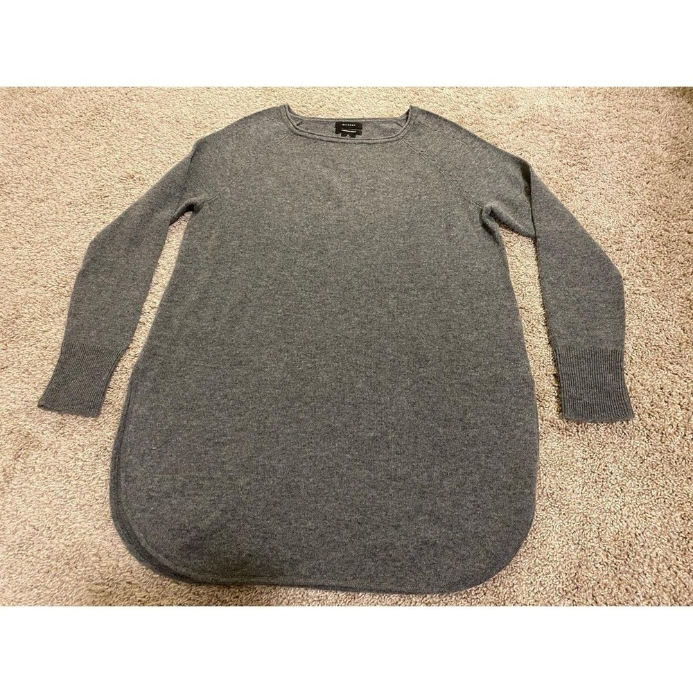Halogen Sweater Cashmere Medium Petite Wool Long Grey Lagenlook Preppy sku9